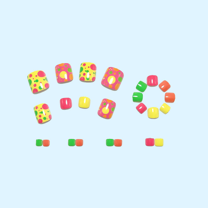 Creative Foot Art Nails with Colorful Dot Design Kalsten