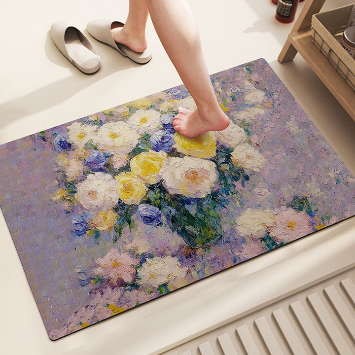 Nature-Inspired Floral Pattern Bath Mat