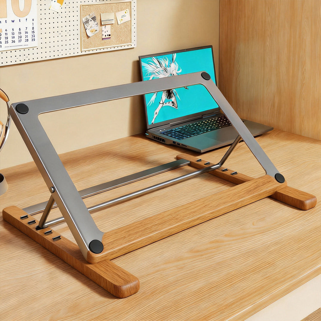Adjustable Folding Laptop and Tablet Stand with Angled Metal Frame