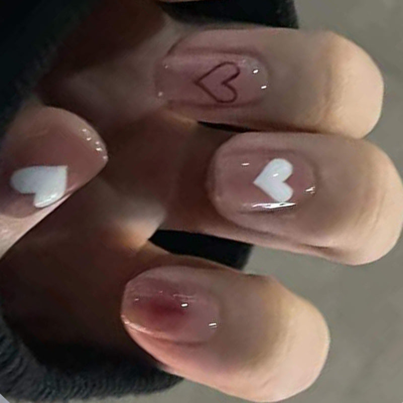 Heart-Embellished Press-On Nail Set Kalsten