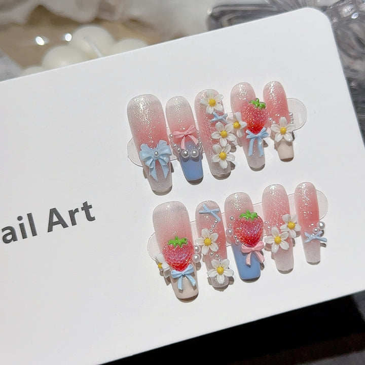 Charming 3D Floral Press-On Nail Art Set