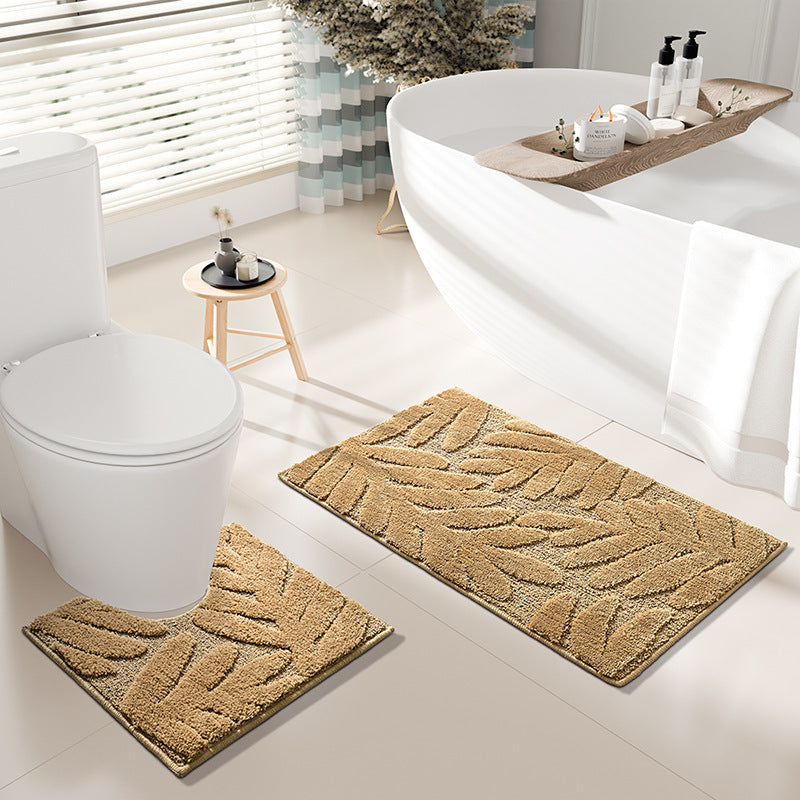 Elegant Leaf Pattern Bath Rug Set Kalsten