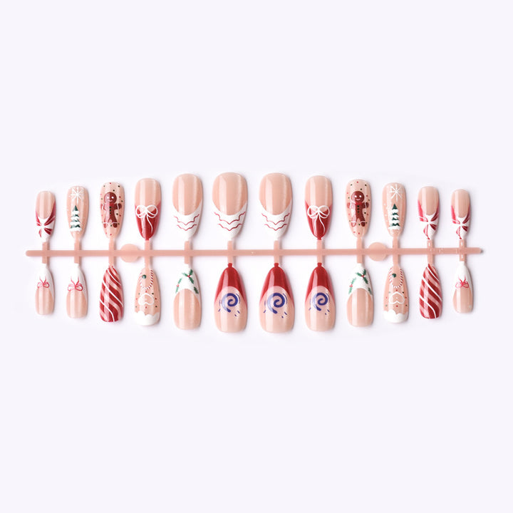 Festive Holiday-Themed Press-On Nail Art Set
