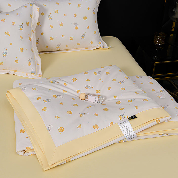 Floral Cotton Sateen Duvet Cover Set With Piped Border And Matching Pillow Shams