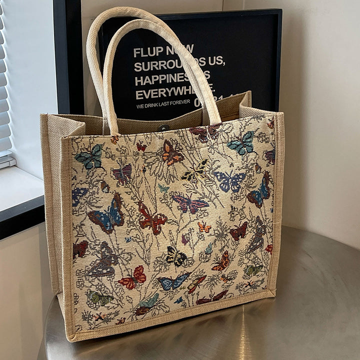 Decorative Butterfly Print Tote Bag