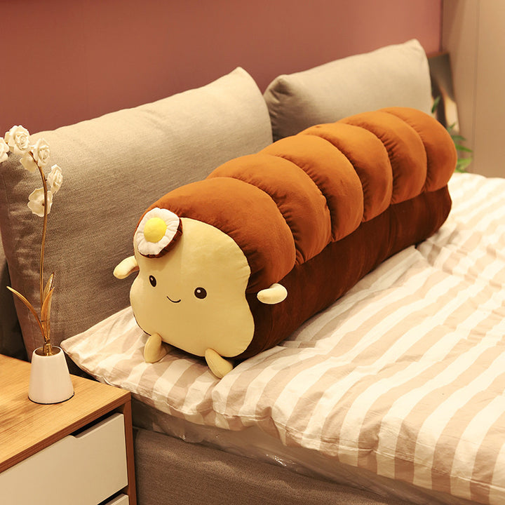 Kawaii Toast-Shaped Plush Decorative Cushion with Egg Applique Kalsten