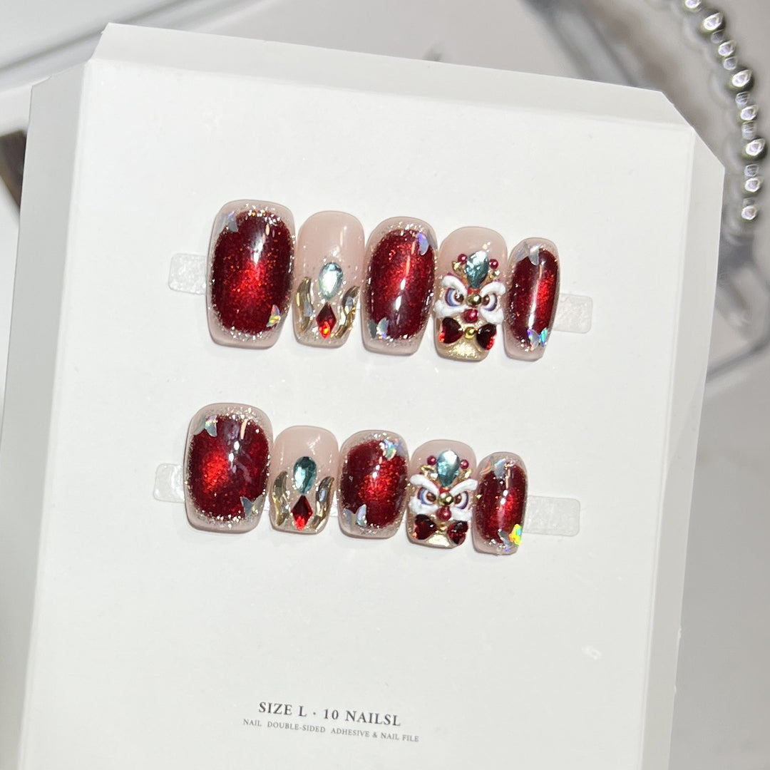 Decorative Press-On Nail Art Kit with Gemstone Accents Kalsten