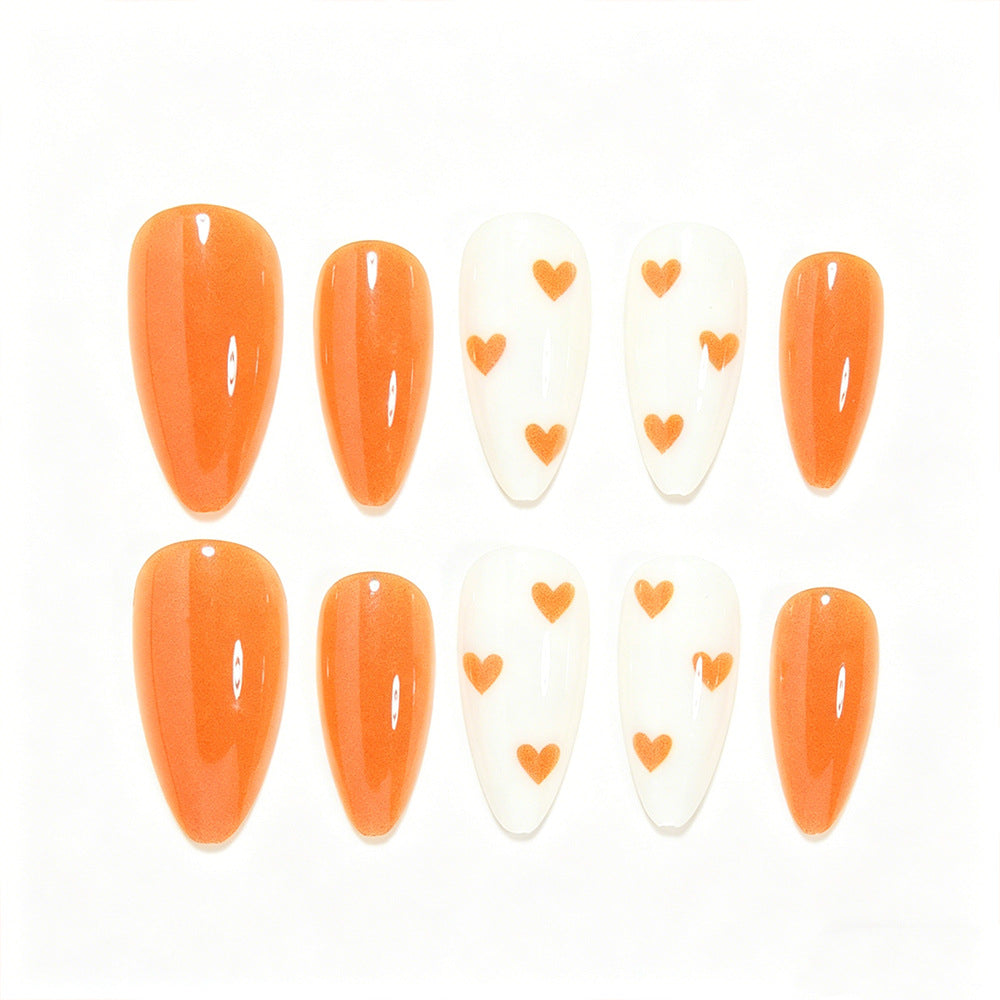 Stylish Heart-Embellished Press-On Nail Art Kalsten