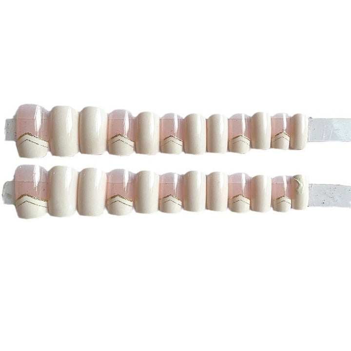 Elegant Press-On Nail Tips Set with Geometric Accents