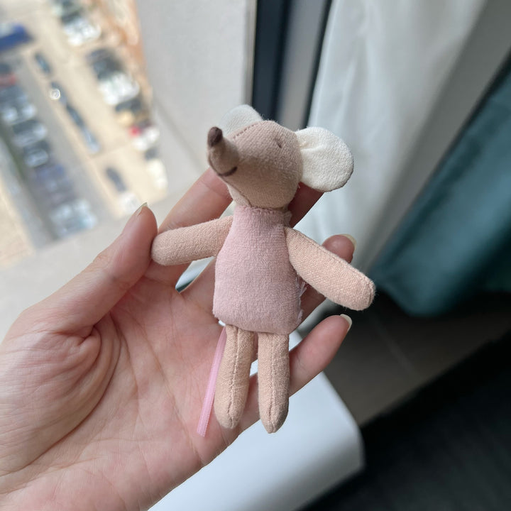 Handmade Linen Long-Limbed Bunny Doll with Embroidered Carrot Overalls