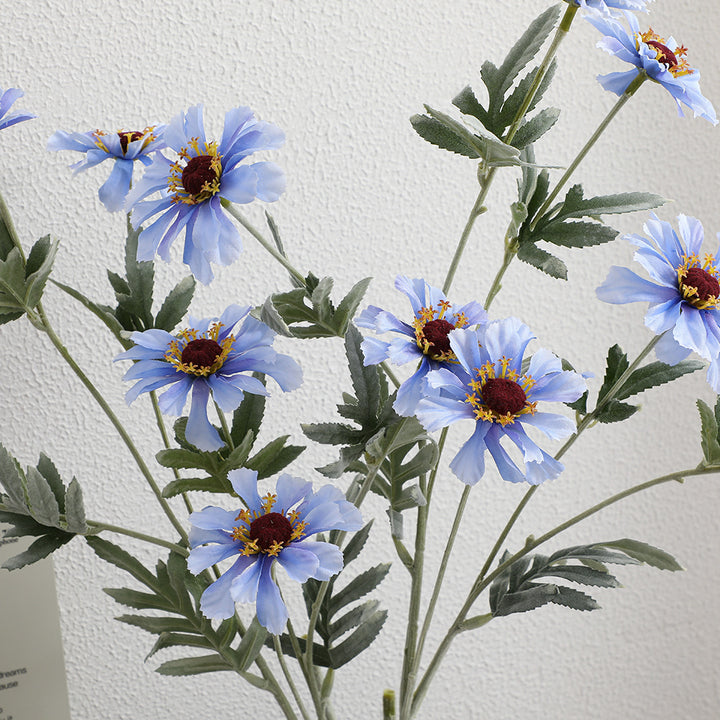 Artificial poppy flower branch with lifelike blooms and detailed leaves