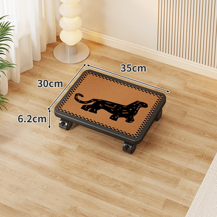 Low-Profile Under-Bed Rolling Storage Platform with Cartoon Top and Locking Casters