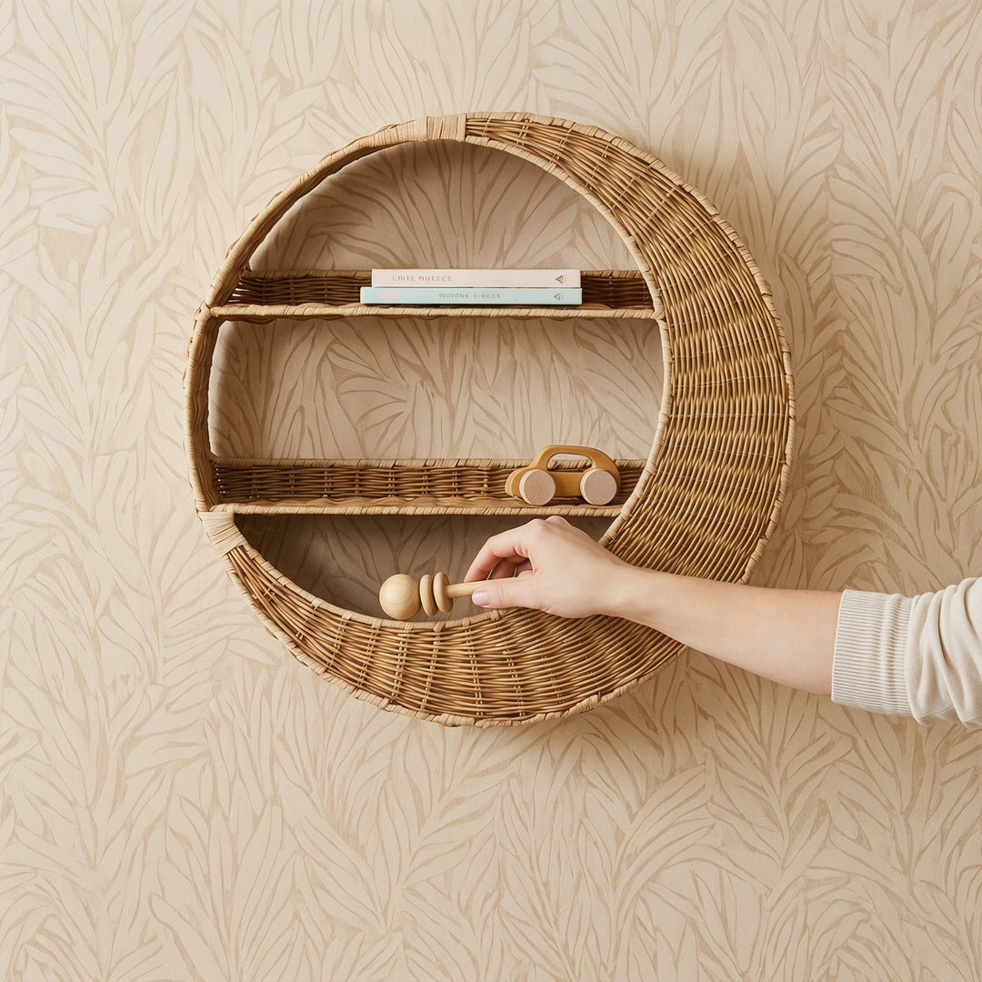 Wall shelf made of handcrafted willow material Kalsten
