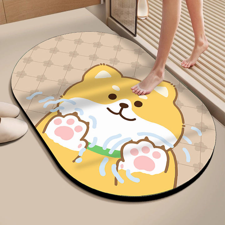 Cartoon Dog-Themed Bath Mat Kalsten