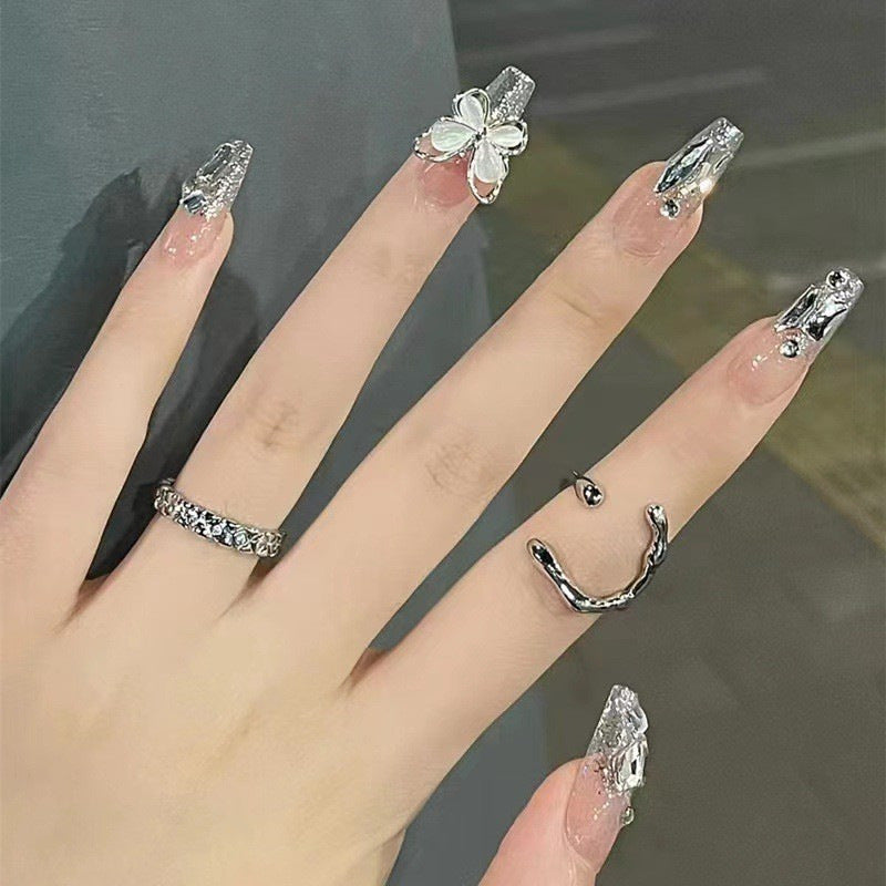 Artistic Press-On Nail Set with Star Design Kalsten