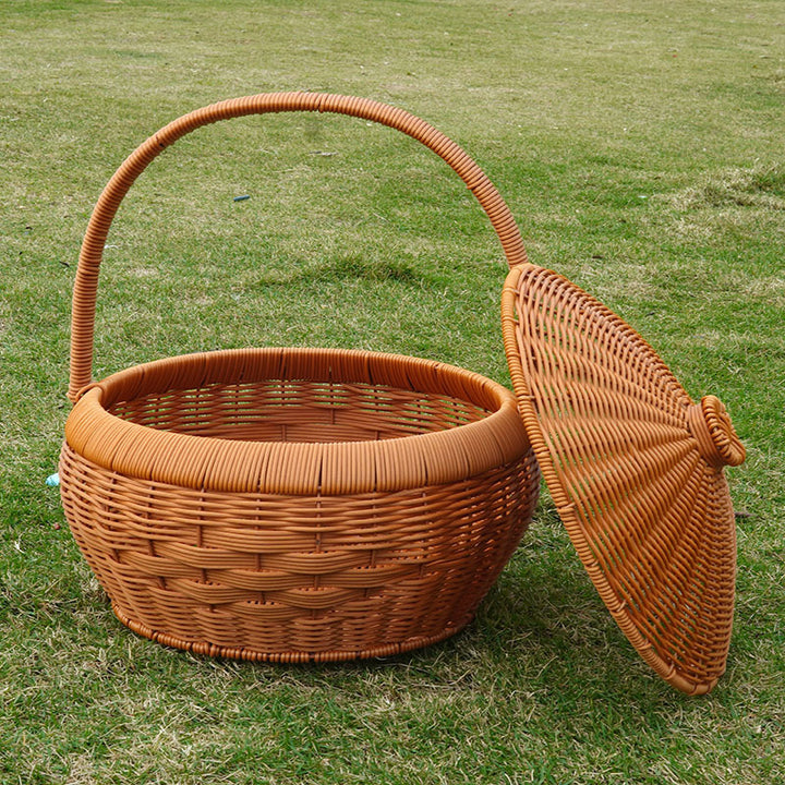 Women's Handcrafted Storage Basket with Lid and Carry Handle Kalsten