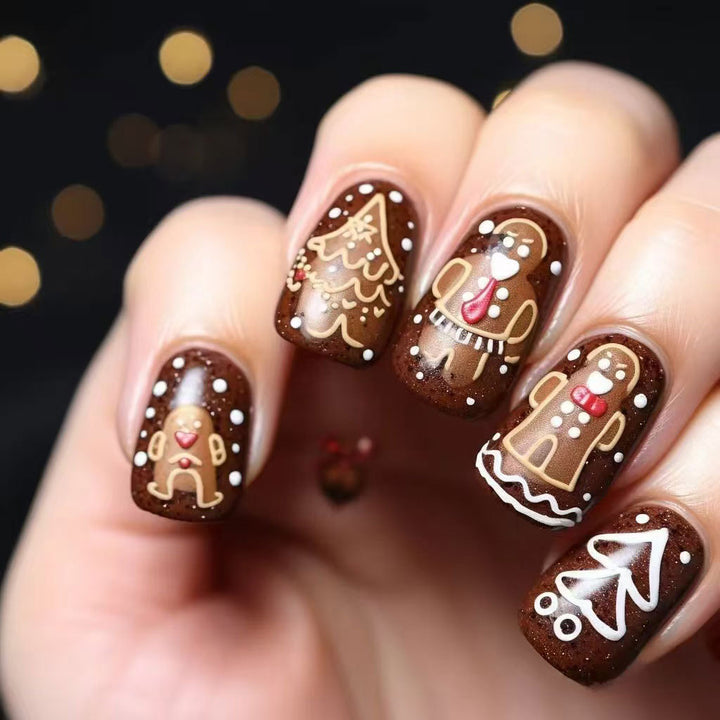 Festive Gingerbread Themed Nail Art Set