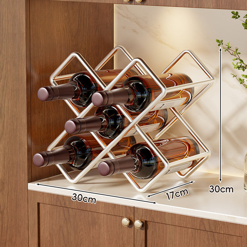 Metal Six-Bottle Diamond Countertop Wine Rack