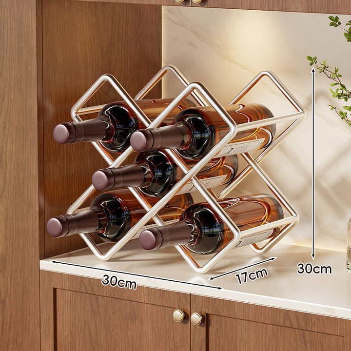 Metal Six-Bottle Diamond Countertop Wine Rack