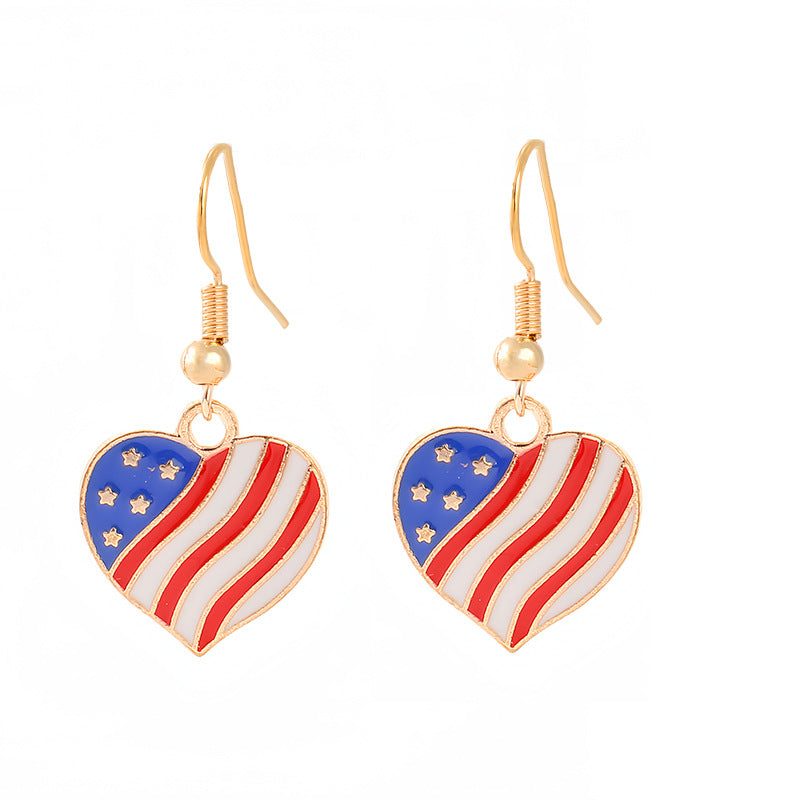 Ladies enamel earrings horseshoe with star stripe motif Kalsten