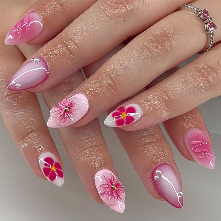 Floral Design Acrylic Nail Art Kalsten