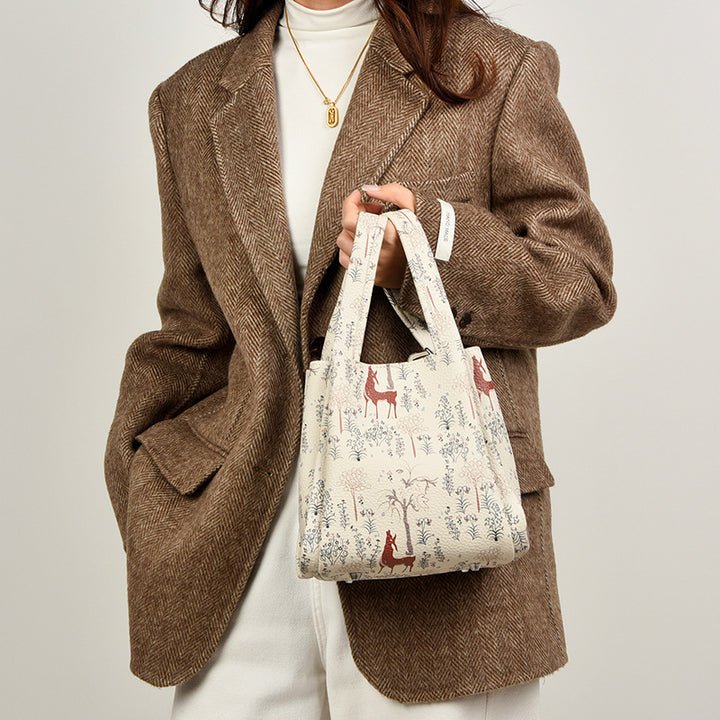 Artistic Print Leather Handbag Kalsten