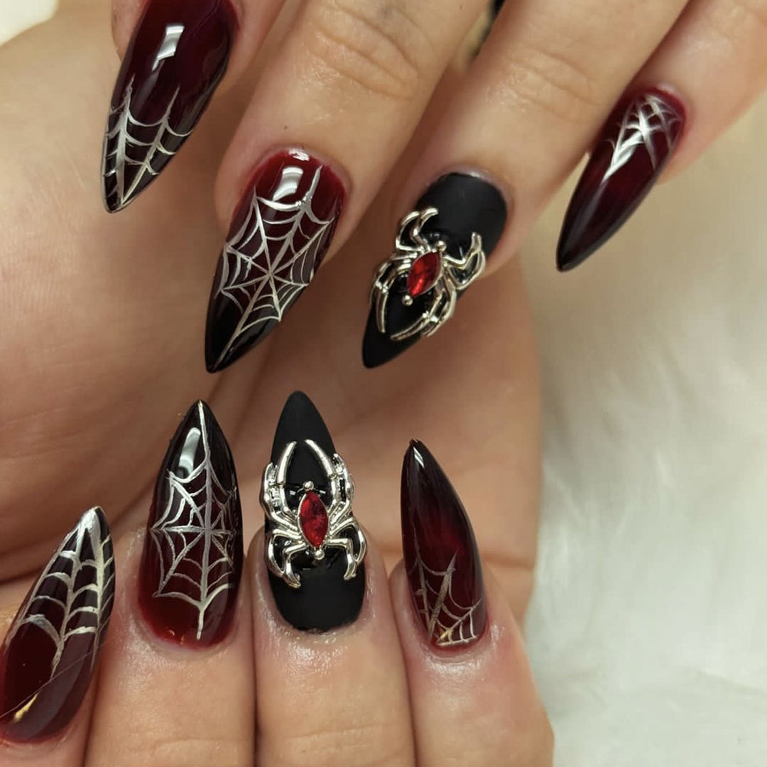 Gothic Spider Web Nail Art Extensions Kalsten