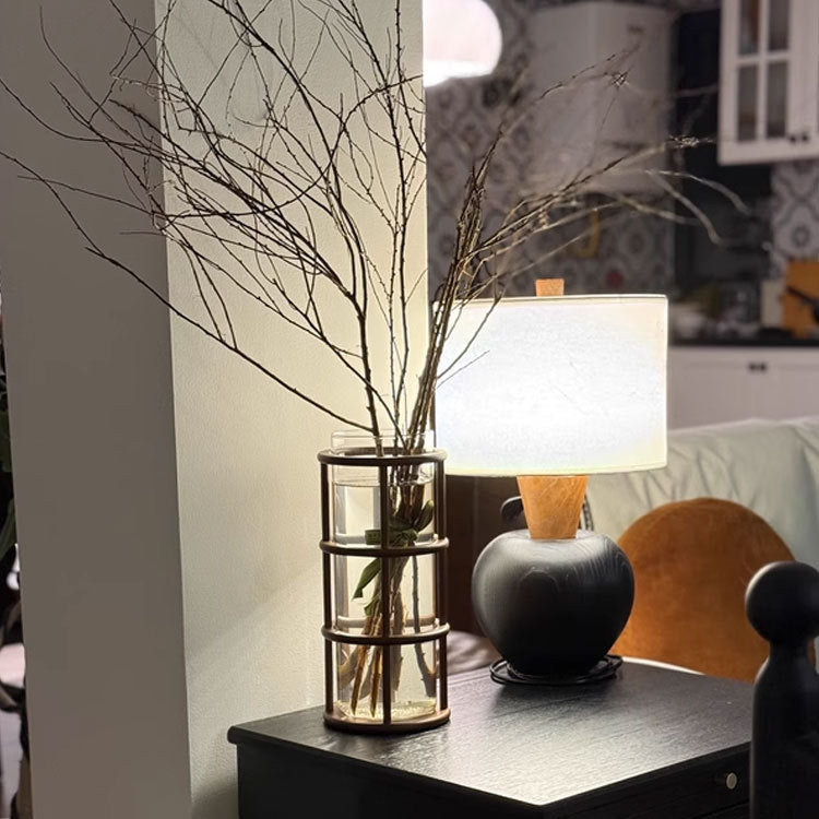 Decorative Glass and Wood Centerpiece