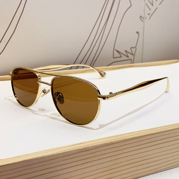 Ladies fashionable pilot sunglasses with elegant gold frame Kalsten