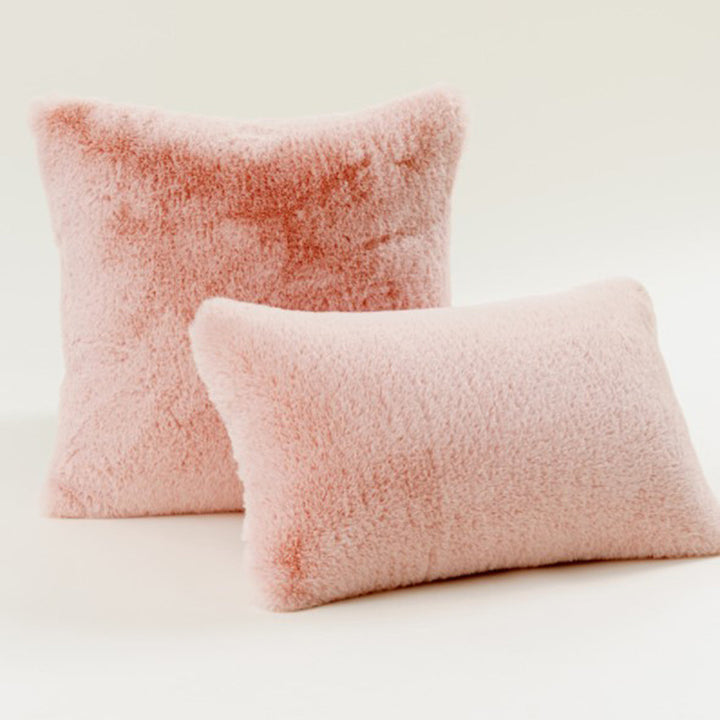 Plush Faux Fur Square and Lumbar Decorative Pillow Set with Soft Microfiber Backing