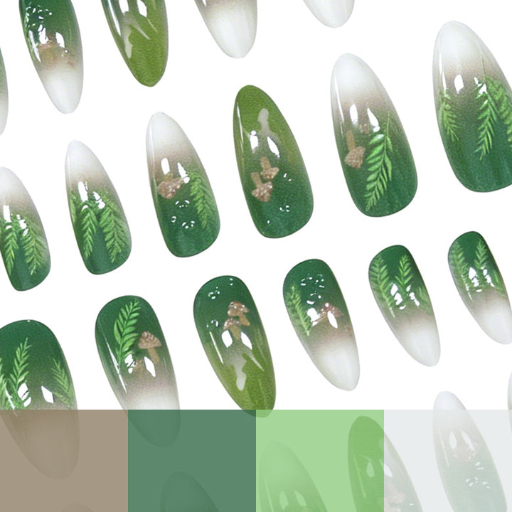 Elegant Leaf-Inspired Stiletto Nail Enhancements Kalsten