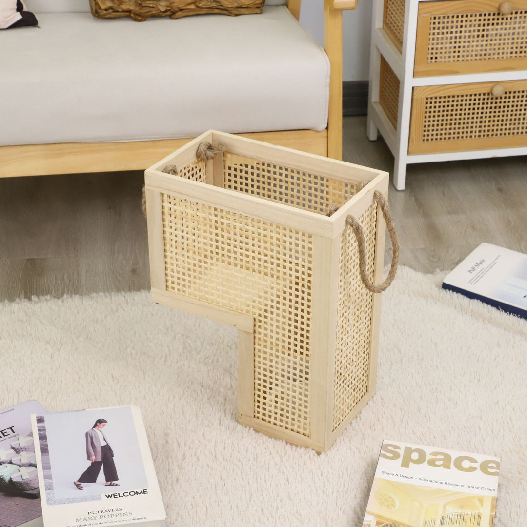 Collapsible Storage Basket with Leather Handles Kalsten