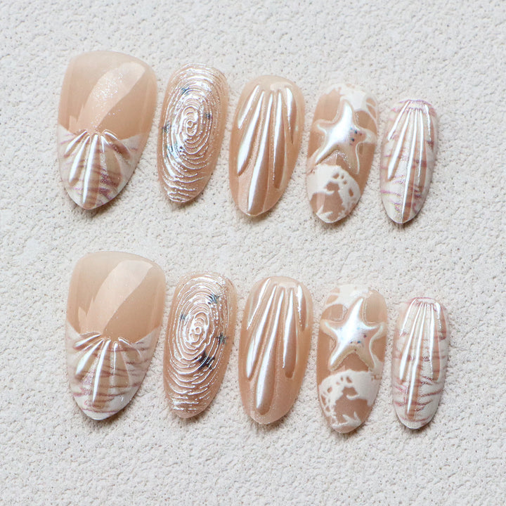Textured Shell-Inspired Press-On Nail Set