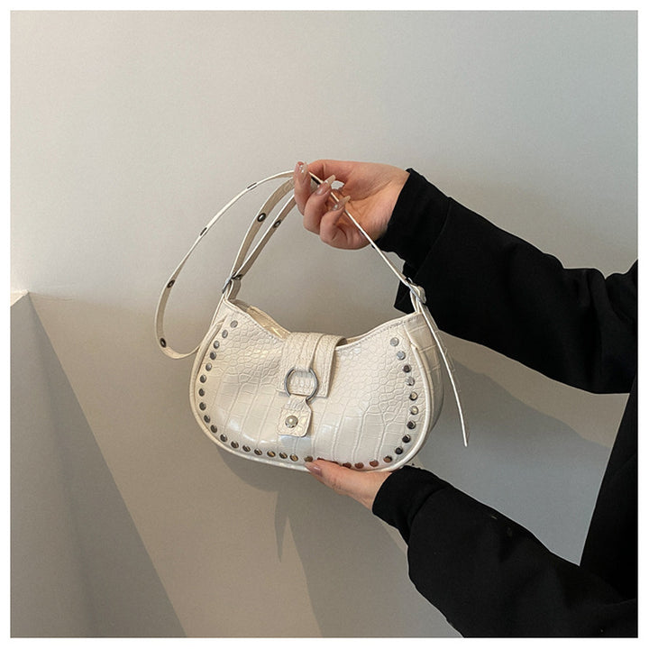 Crocodile-Texture Shoulder Bag