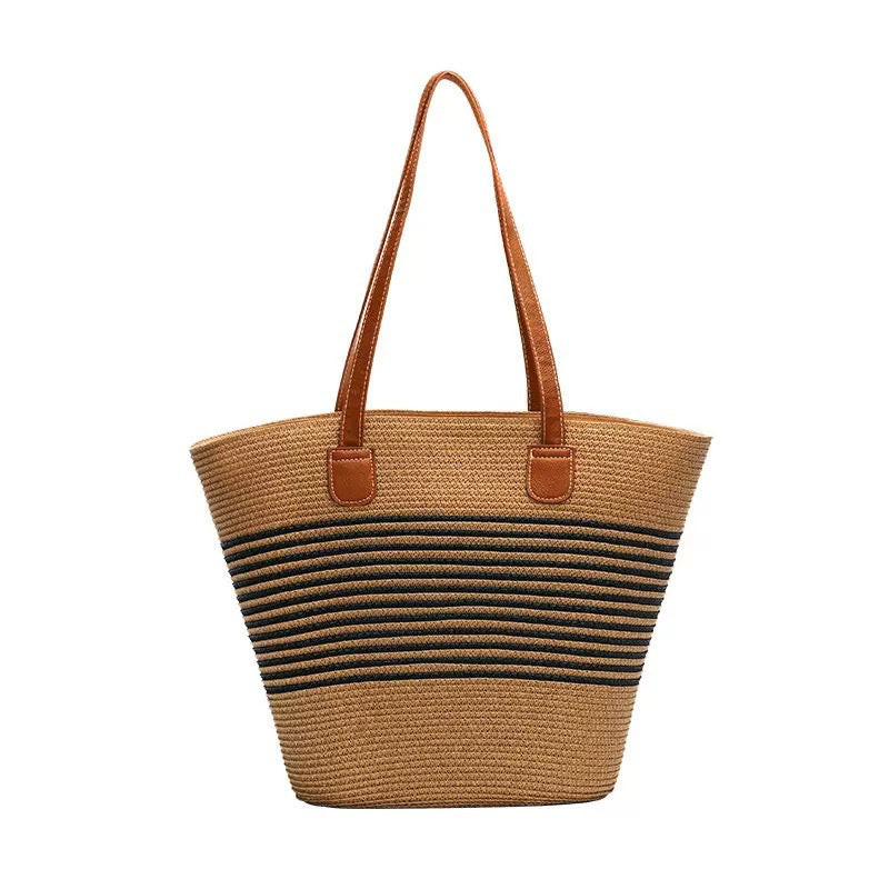 Elegant Bast bag with structured leather handles Kalsten