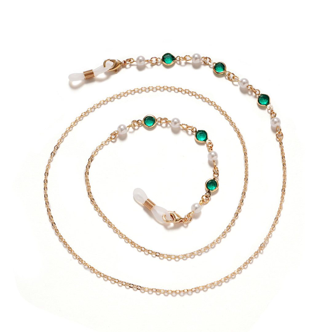 Elegant Pearl and Amethyst Eyewear Chain kalsten