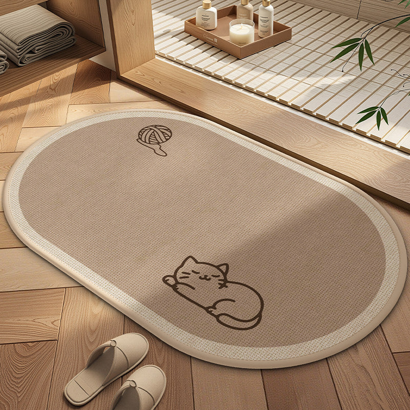 Decorative Cat-Themed Bathroom Mat for Home