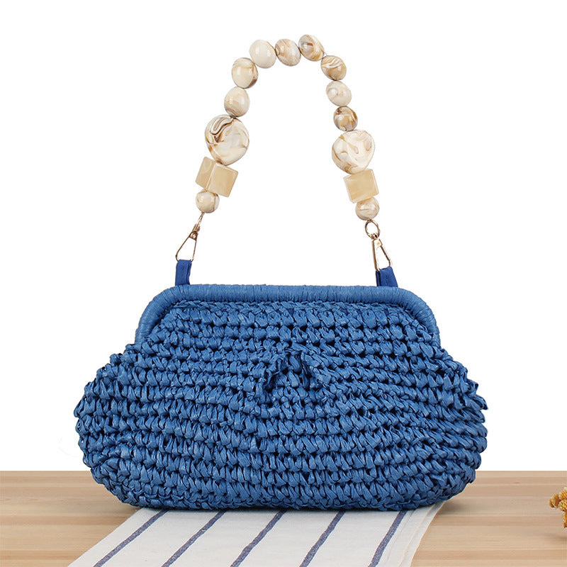Basket bag with elegant wooden bead embellishments Kalsten