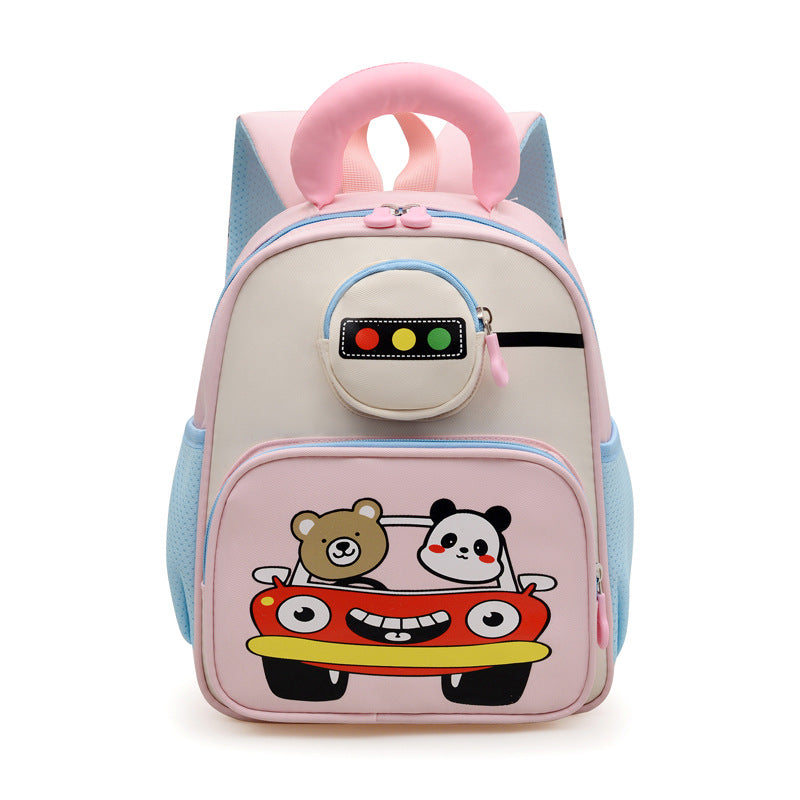 Kids' Playful Animal Car-Themed School Backpack Kalsten