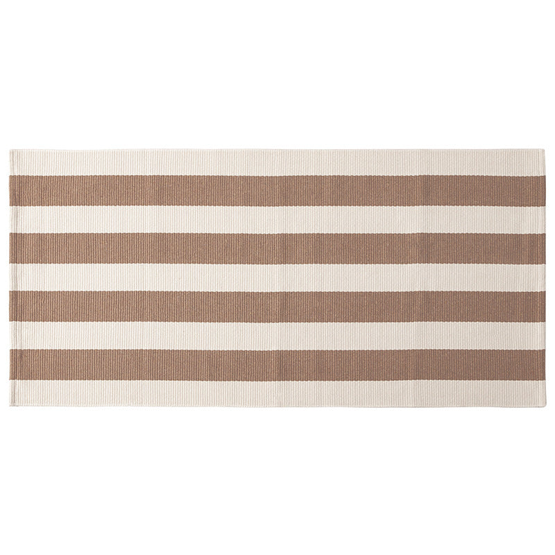 Flat woven runner for living and dining room with modern stripe pattern