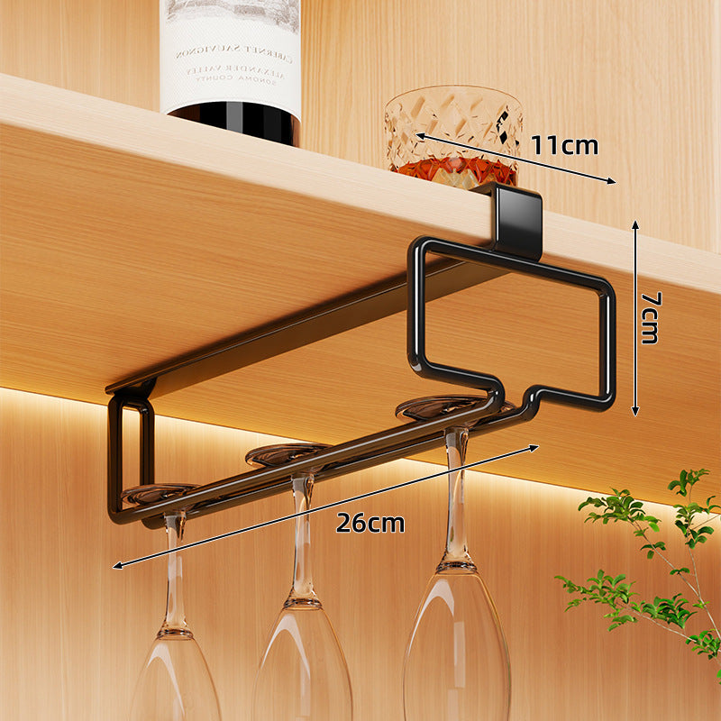 Under-Shelf Stainless Steel Double-Row Wine Glass Holder Rack