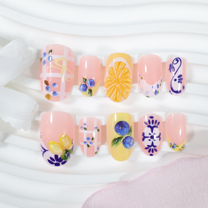 Nail art set with elegant fruit and flower patterns Kalsten