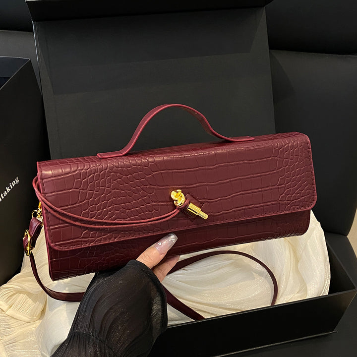 Elegant Crocodile-Textured Handbag