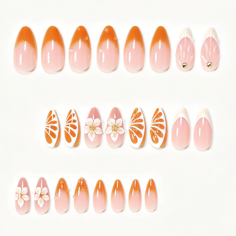 Artistic Floral Press-On Nail Tips Set Kalsten