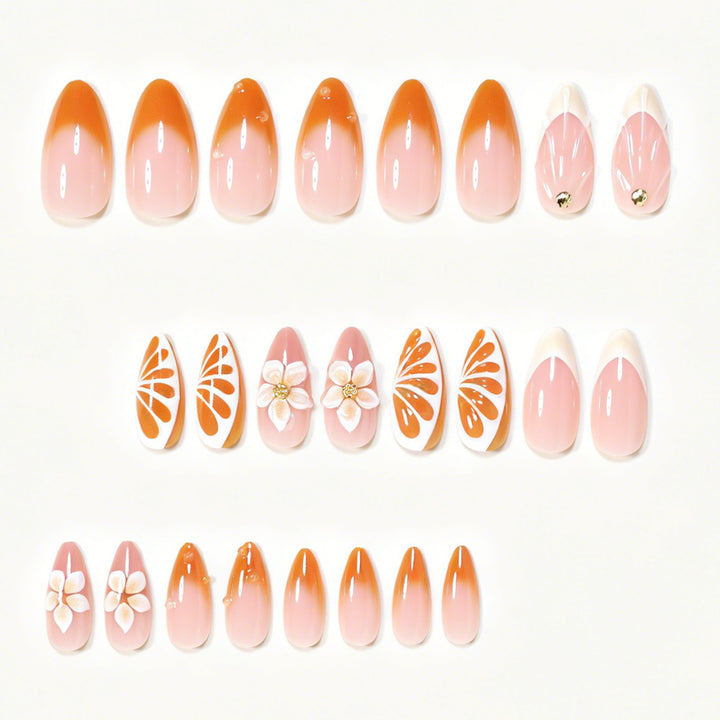 Artistic Floral Press-On Nail Tips Set Kalsten