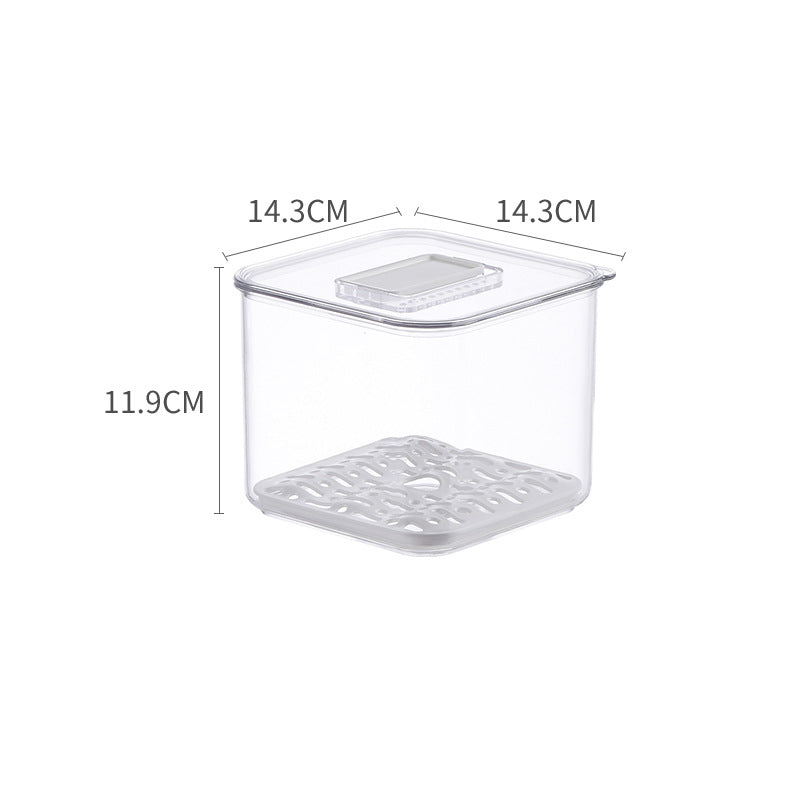 Fridge organizer and freshness box with removable ventilation grid and stackable design