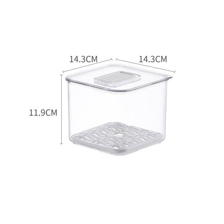 Fridge organizer and freshness box with removable ventilation grid and stackable design