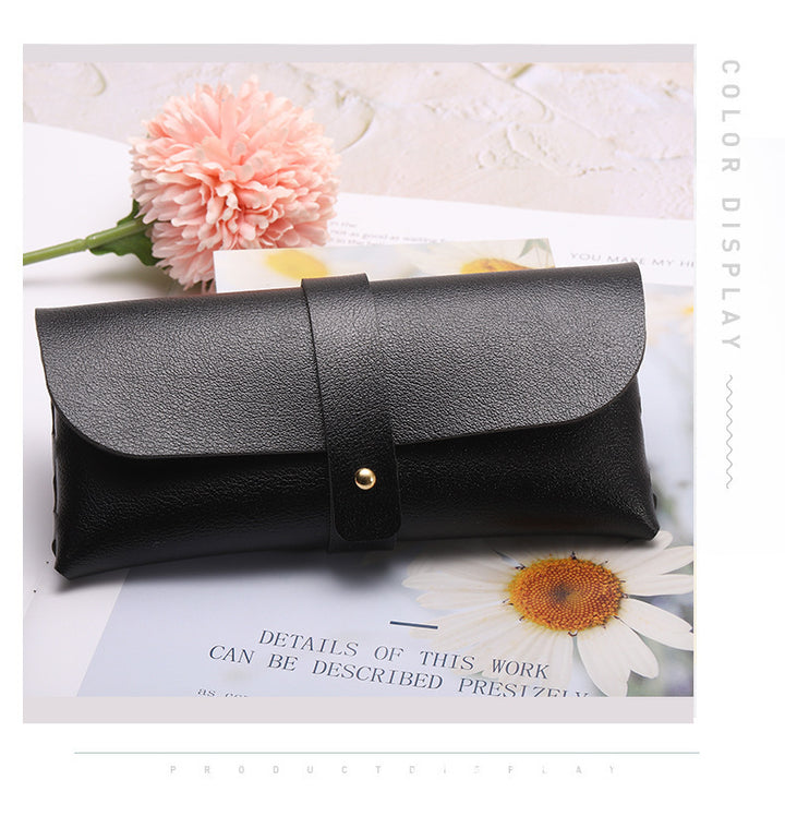Unisex glasses case made of high-quality leather with button-crafted closure Kalsten