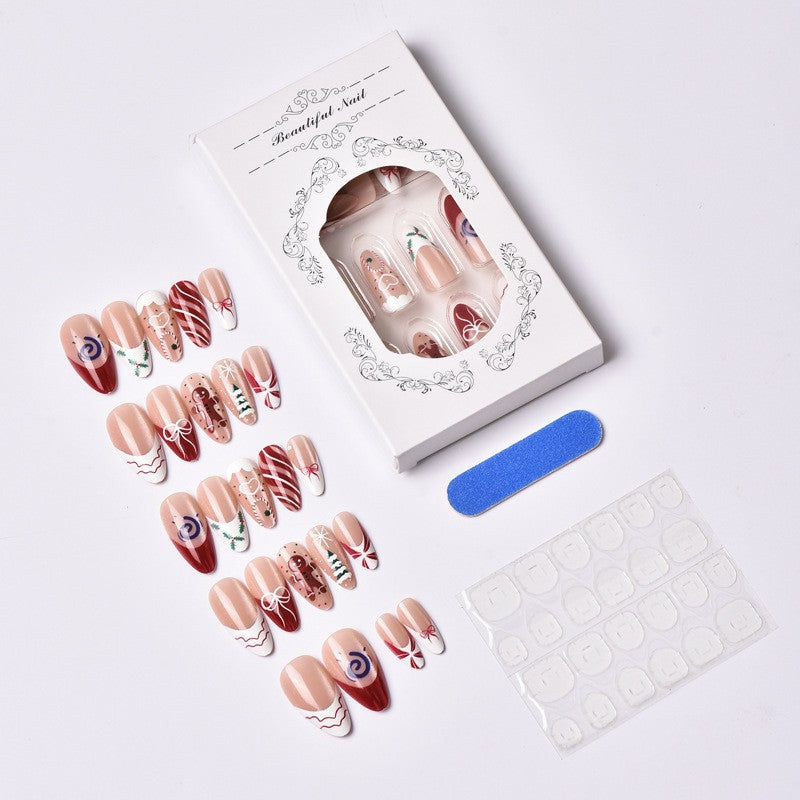 Christmas art nail set with festive gingerbread and Christmas tree motifs Kalsten