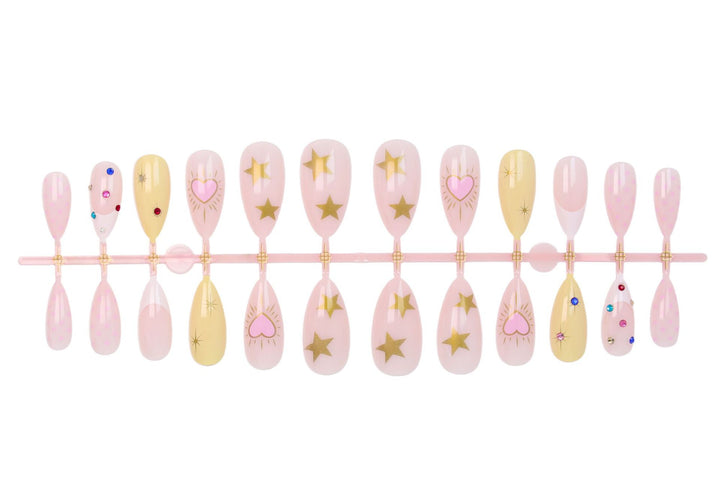 Acrylic nail set with stylish heart and star designs Kalsten